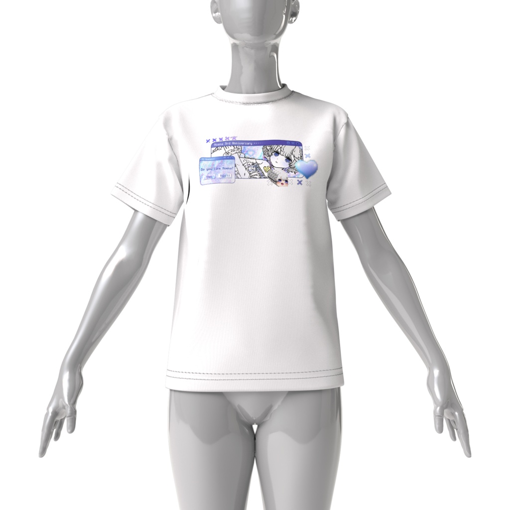 【3周年記念グッズ/3rd anniversary merch】🤍2D girl Noena T-shirt🩵(ビッグシルエットTシャツ/Big Silhouette T-shirt)