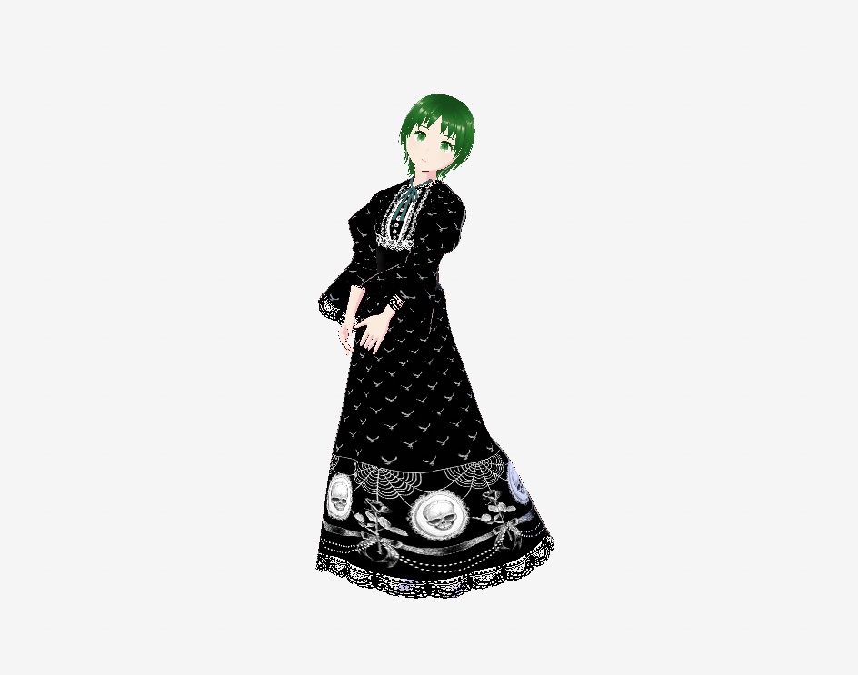 【Vroid衣装】スカルカメオドレス＆ロングスカート3点セット