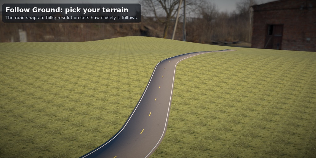 【Blender】道路ジェネレーター 車線・路面標示・縁石・歩道・街灯(ジオメトリノード)| Tidebone