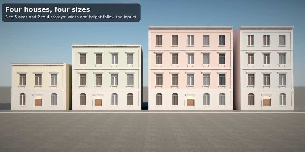 【無料】【Blender】古い集合住宅ファサード Lite(グリュンダーツァイト・ジオメトリノード)| Tidebone