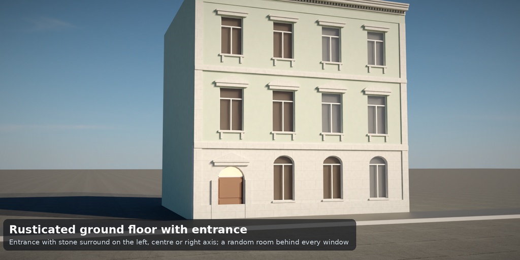 【無料】【Blender】古い集合住宅ファサード Lite(グリュンダーツァイト・ジオメトリノード)| Tidebone