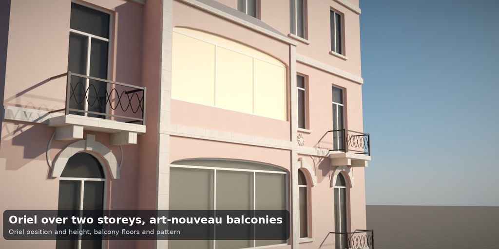 【Blender】ヨーロッパの古い集合住宅ファサード ジェネレーター(グリュンダーツァイト/ユーゲントシュティール)| Tidebone