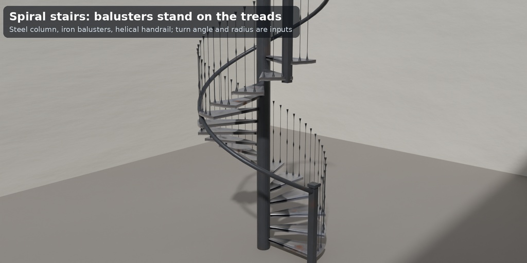 【Blender】古い建物の階段&手すり ジェネレーター 4平面・3構造(ジオメトリノード)| Tidebone