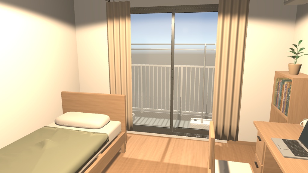 日本の1K賃貸マンション室内 3Dアセット