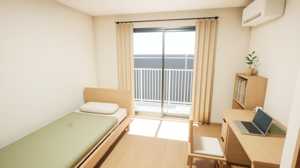 日本の1K賃貸マンション室内 3Dアセット