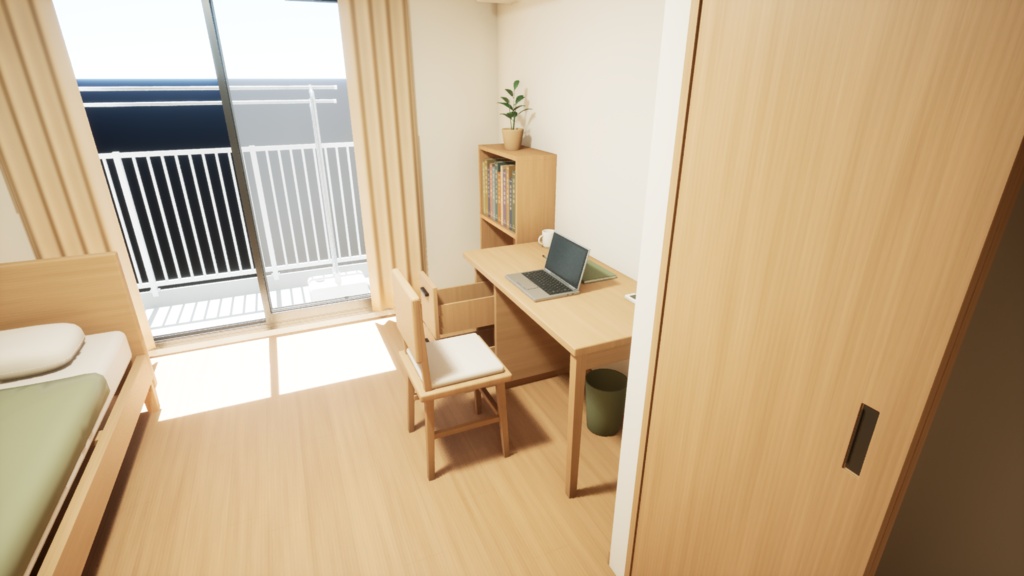 日本の1K賃貸マンション室内 3Dアセット