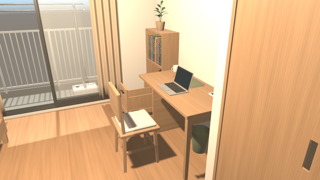 日本の1K賃貸マンション室内 3Dアセット