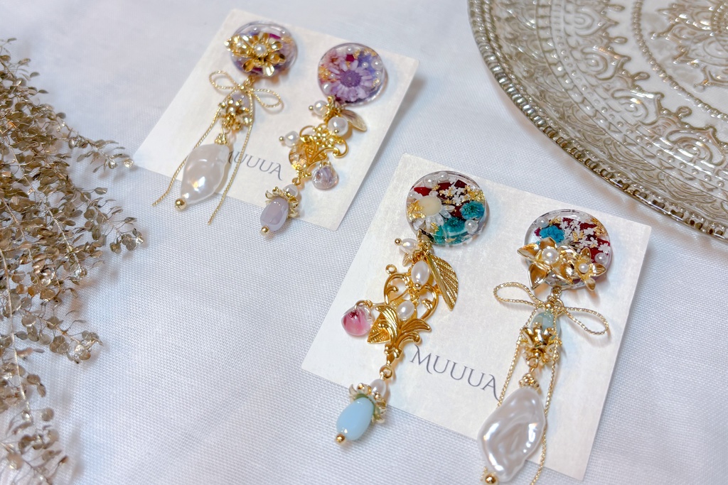 1/12新作◇兼定フラワーブーケピアス(イヤリング交換可)