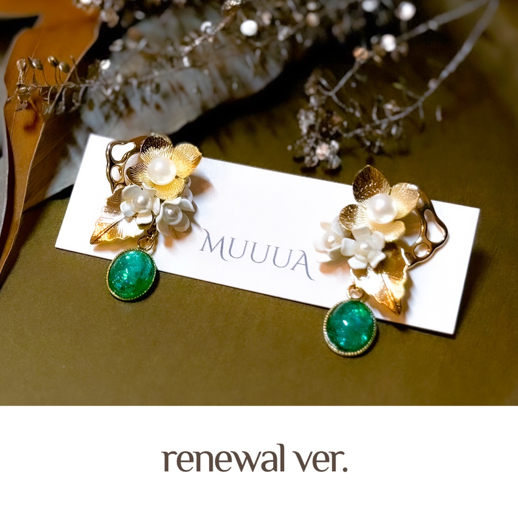 1/26新作◇伯仲ヴィンテージブローチ風ピアス(イヤリング交換可)