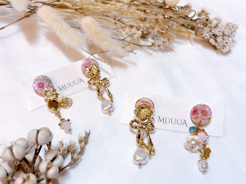 3/16新作◇フラワーブーケピアス(イヤリング交換可)