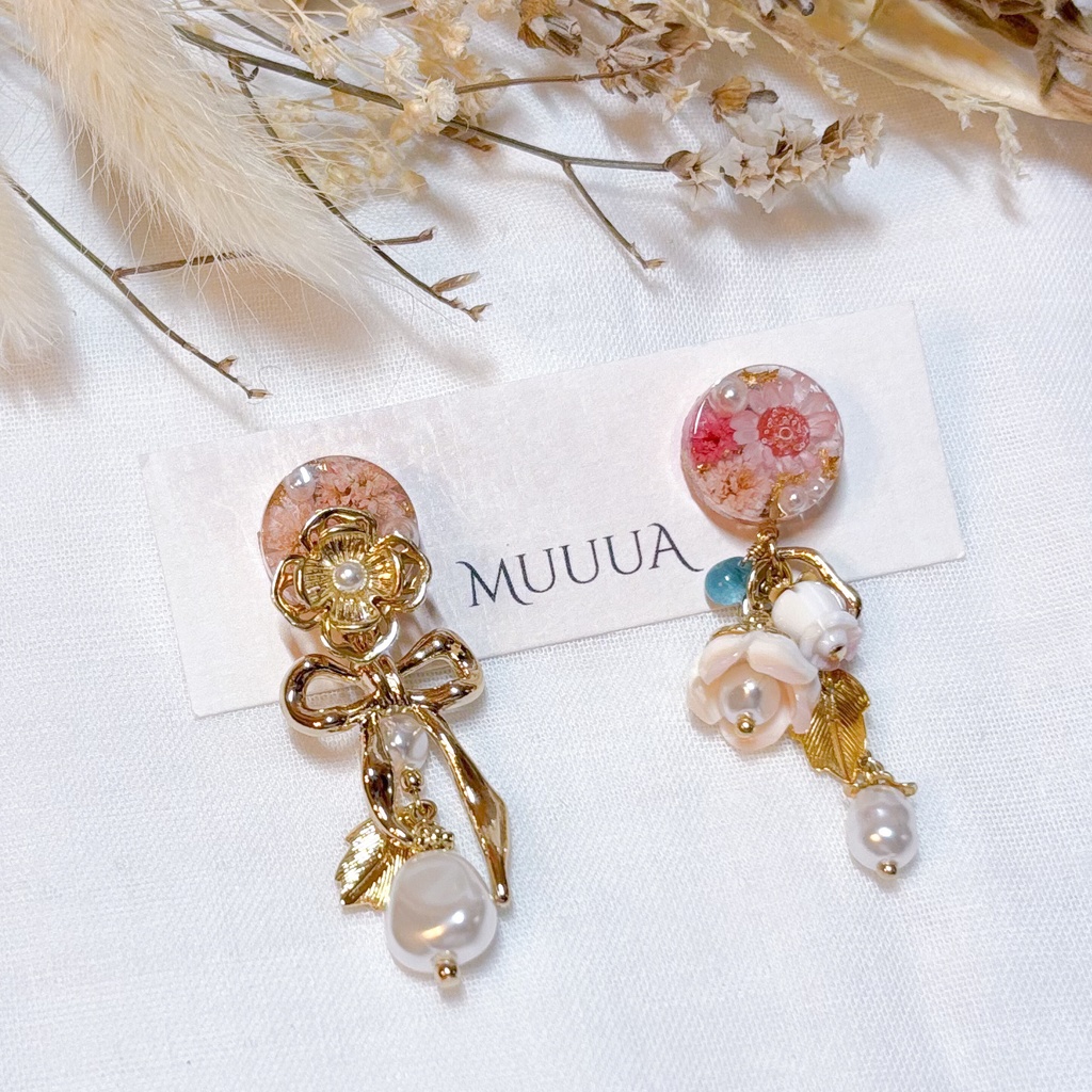3/16新作◇フラワーブーケピアス(イヤリング交換可)