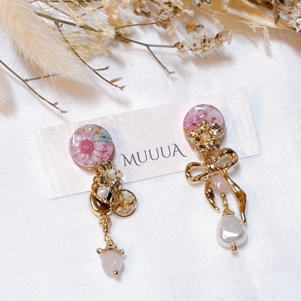 3/16新作◇フラワーブーケピアス(イヤリング交換可)