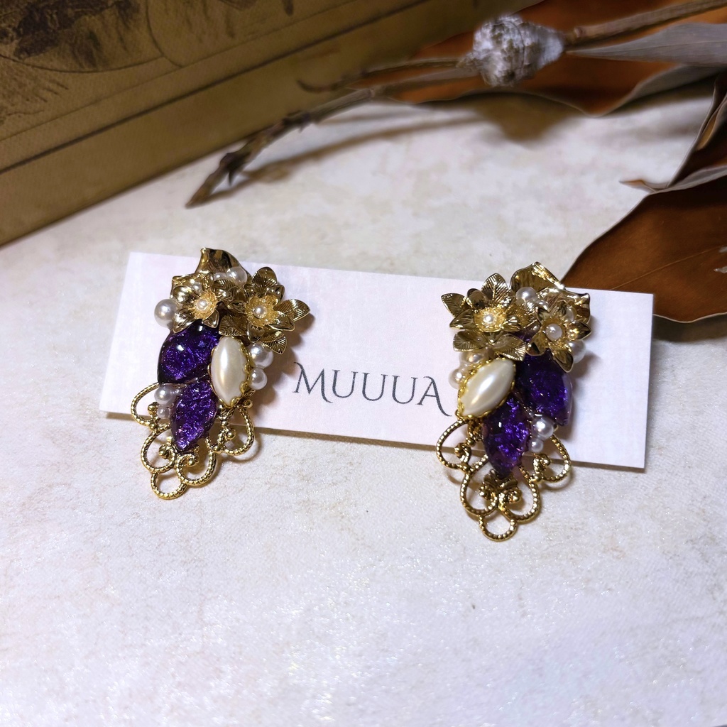 11/16新作◇へし切長谷部ヴィンテージブローチ風ピアス(イヤリング交換可)