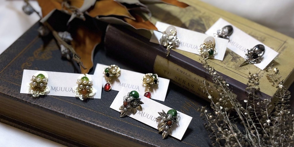 11/16新作◇江ヴィンテージブローチ風ピアス