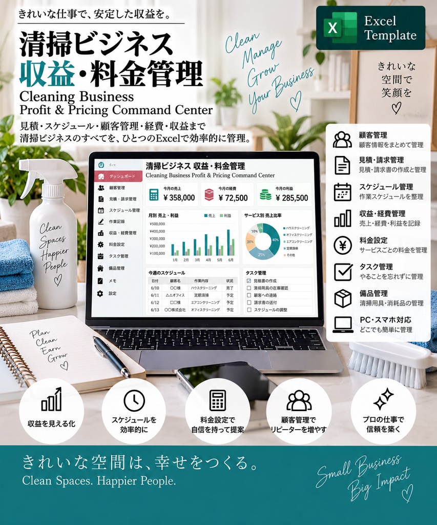 清掃ビジネス・収益料金管理 | Cleaning Business Tracker