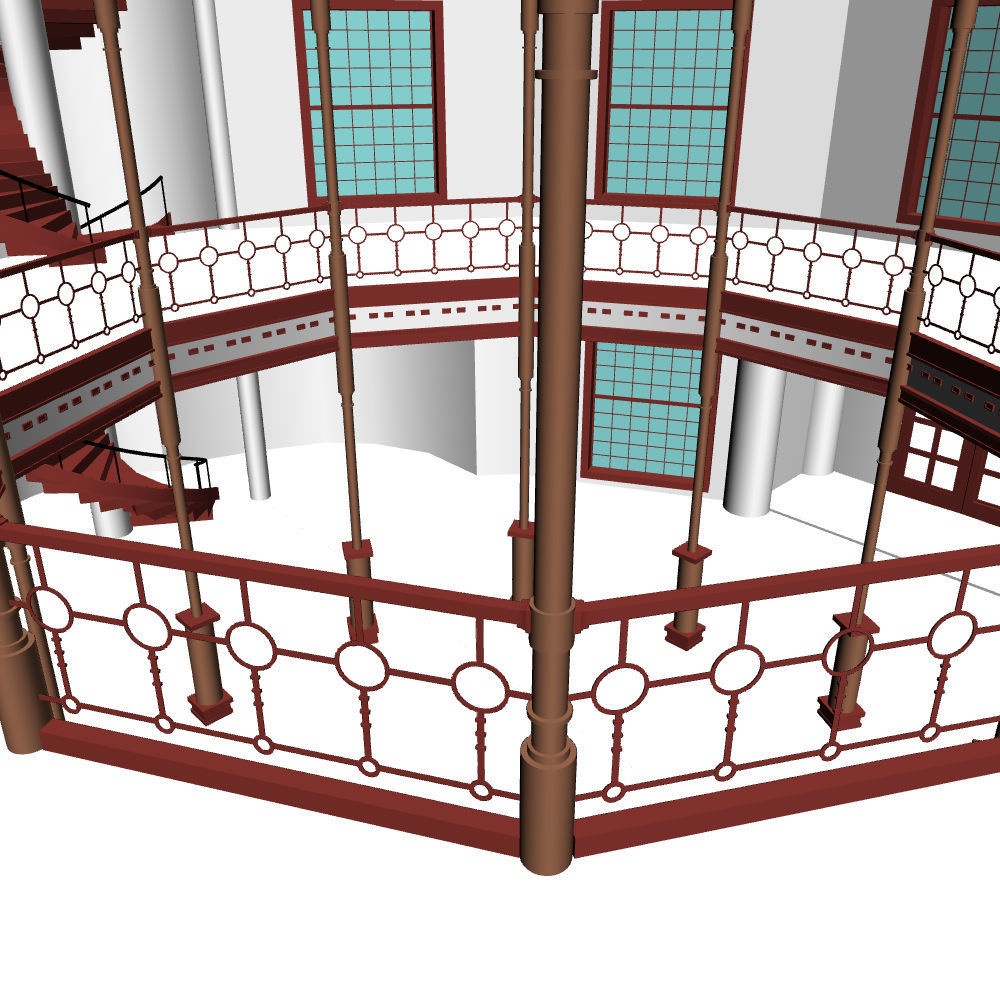 【３D素材】中央円吹き抜の建物（FBX・BLENDER形式）