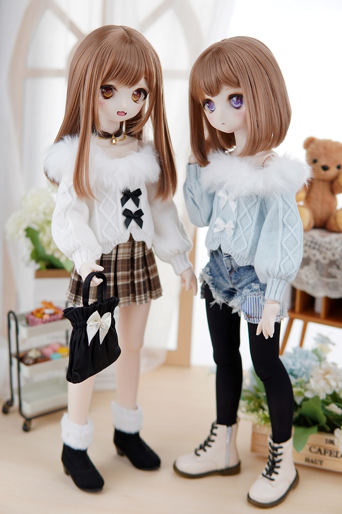 [Wa❤Ya]1/4(SDＭ,MDD)サイズドール衣装ファーカラー オフショルダーセーターMDDdollclothes