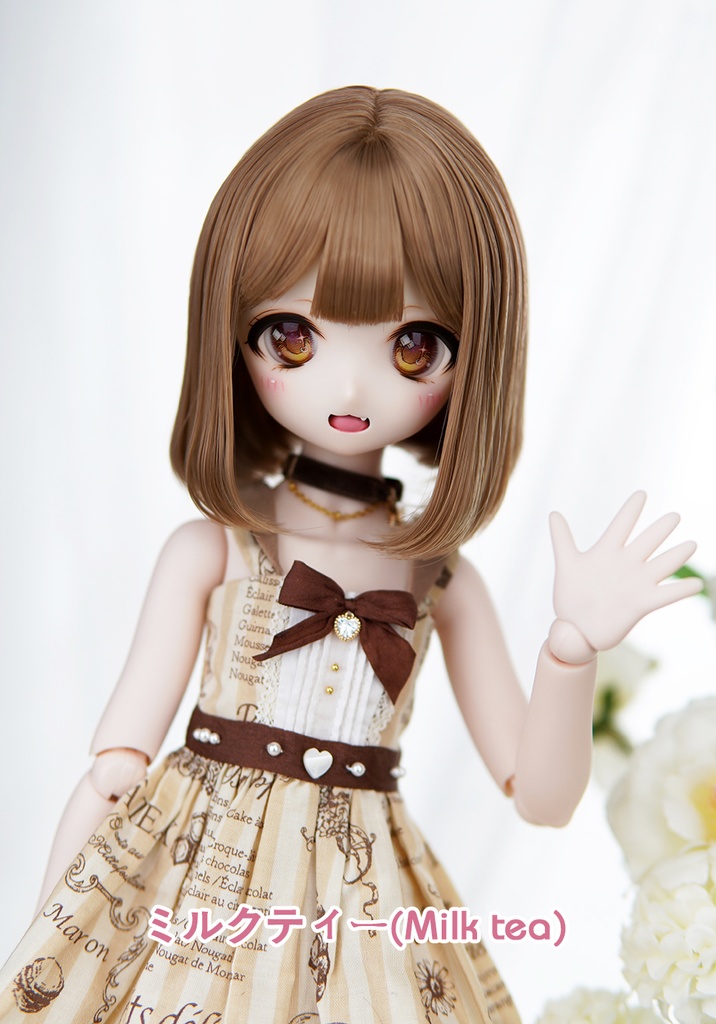 [Salafina］1/4と1/6サイズ（17－19cm)ドール用手つくり造形ウィッグショートカット「Mio」dollwig