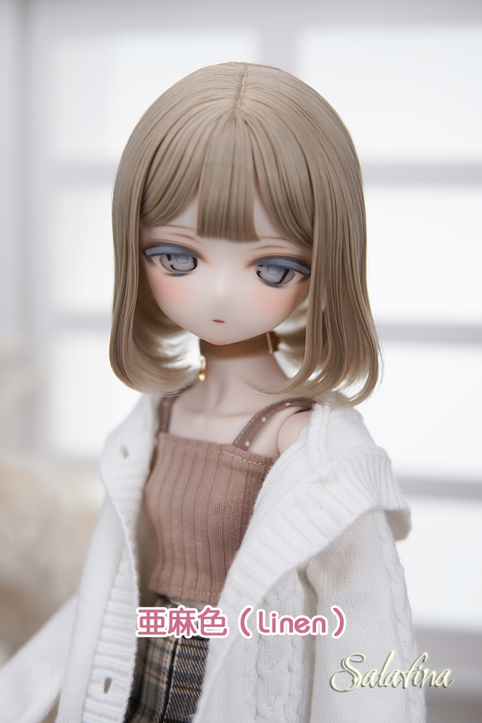[Salafina］1/4と1/6サイズ（17－19cm)ドール用手つくり造形ウィッグショートカット「Mio」dollwig
