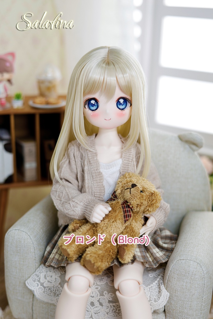 [Salafina]8~9インチMDD,DDサイズドール用手つくりゼミロング造形ドールウィッグ「CHIHO」dollwig