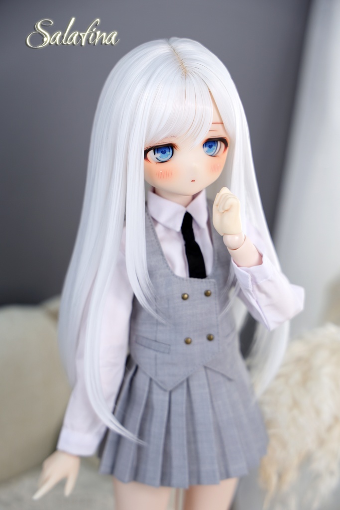 [Salafina]1/4と1/6（17cm－19cm)サイズドール用手つくりゼミロング造形ドールウィッグ「CHIHO」dollwig