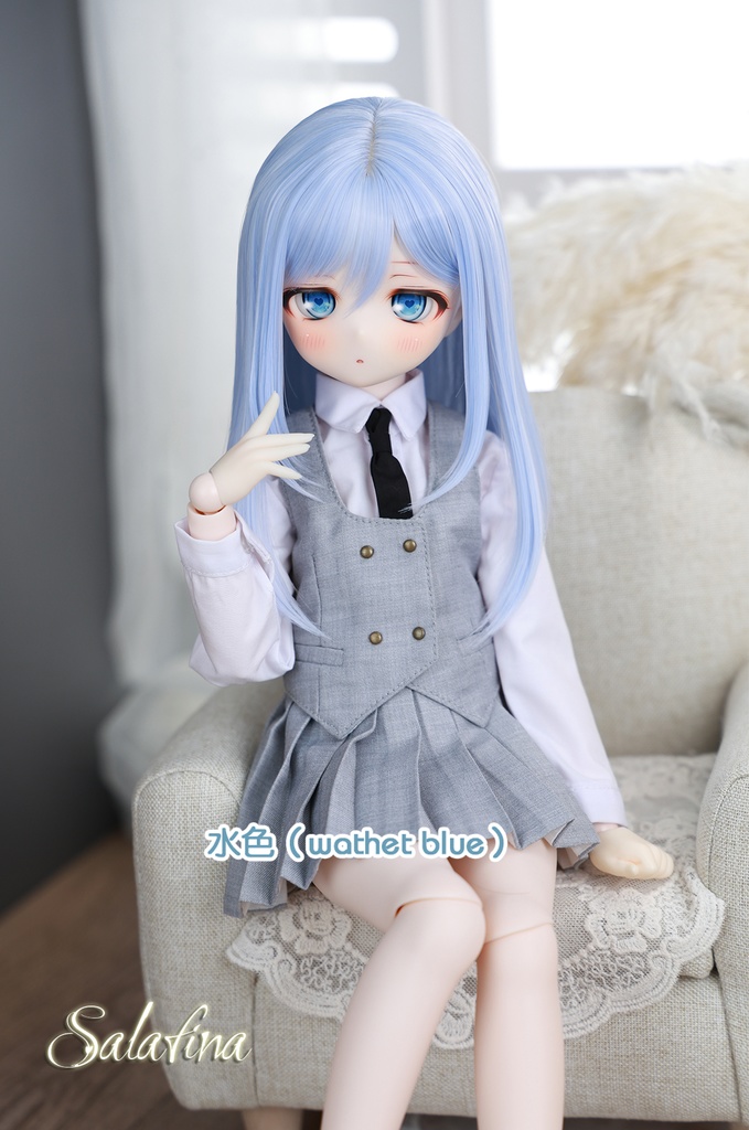 [Salafina]1/4と1/6（17cm－19cm)サイズドール用手つくりゼミロング造形ドールウィッグ「CHIHO」dollwig