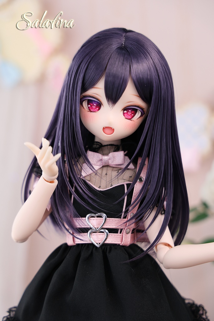 [Salafina1/4と1/6(17cm-19cm)ドール用手つくりロング造形ドールウィッグ「RIKO」dollwig
