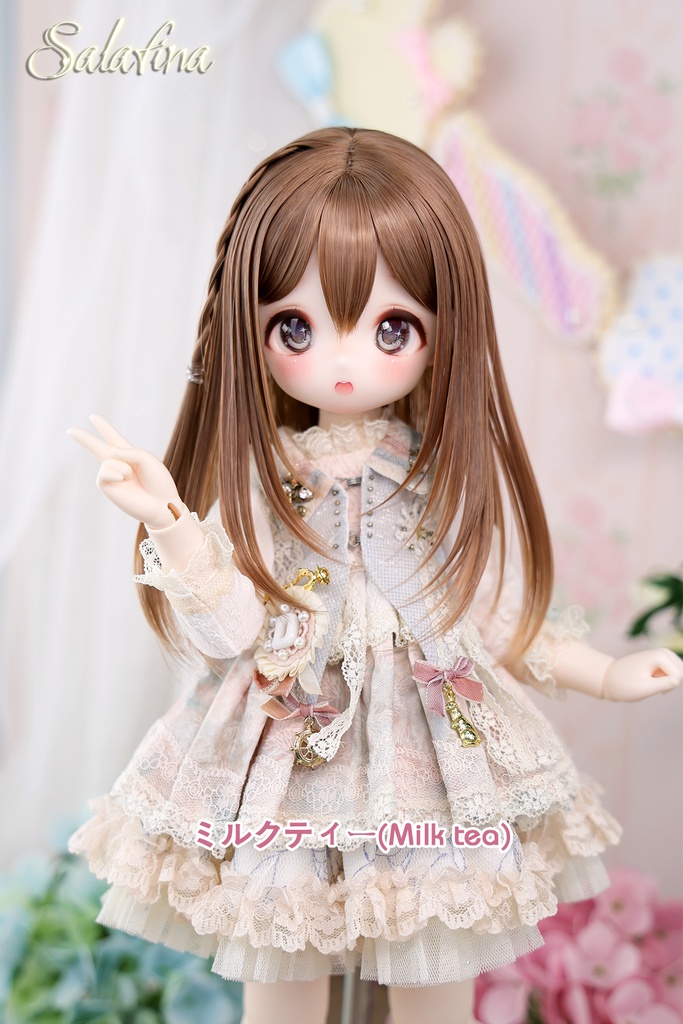 [Salafina1/4と1/6(17cm-19cm)ドール用手つくりロング造形ドールウィッグ「RIKO」dollwig