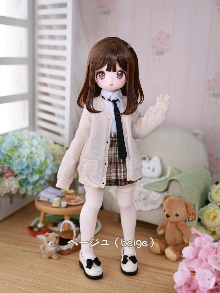 [Wa❤Ya]1/4(SDＭ,MDD,KUMAKO)サイズドール衣装学園風カーディガンセーターMDDdollclothes