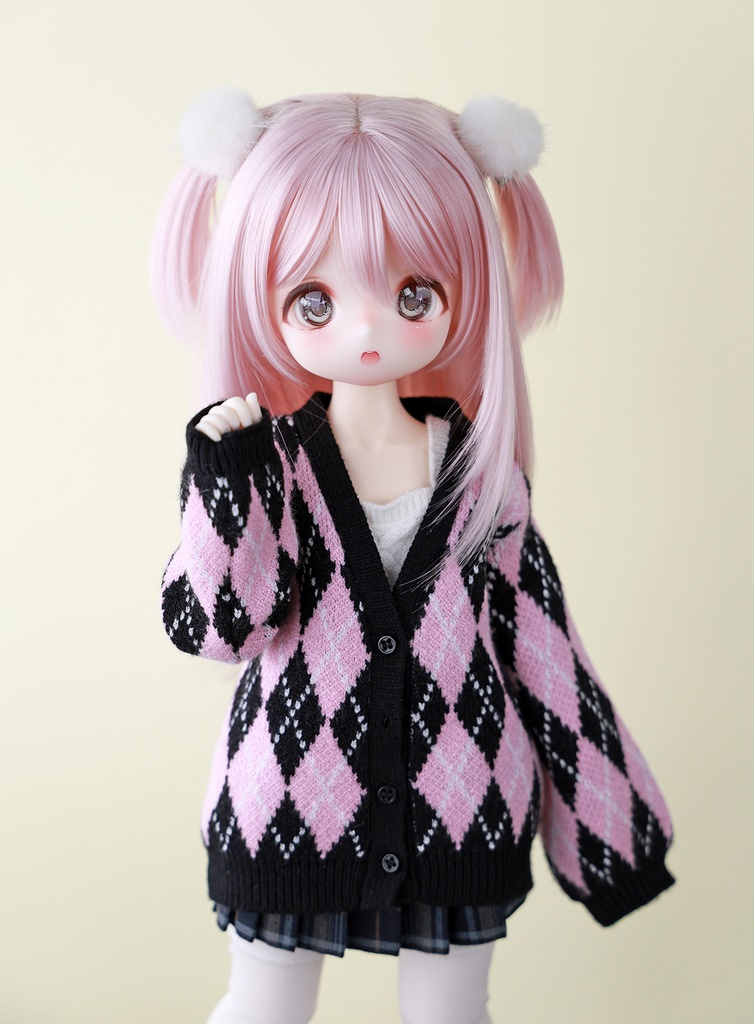 [Wa❤Ya]1/4(SDＭ,MDD,KUMAKO)サイズドール衣装菱格紋のカーディガンMDDdollclothes