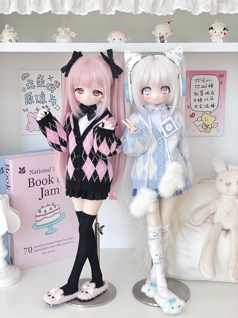 [Wa❤Ya]1/4(SDＭ,MDD,KUMAKO)サイズドール衣装菱格紋のカーディガンMDDdollclothes