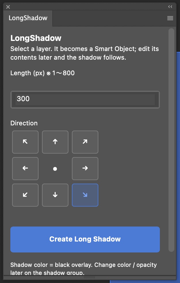 【Photoshop】ワンクリックでロングシャドウを生成するプラグイン「LongShadow」