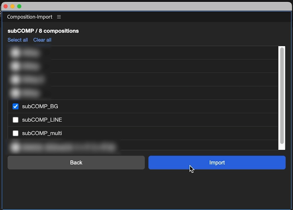 【After Effects】別プロジェクトから欲しいコンポジションだけ取り込む拡張機能「Composition-Import」