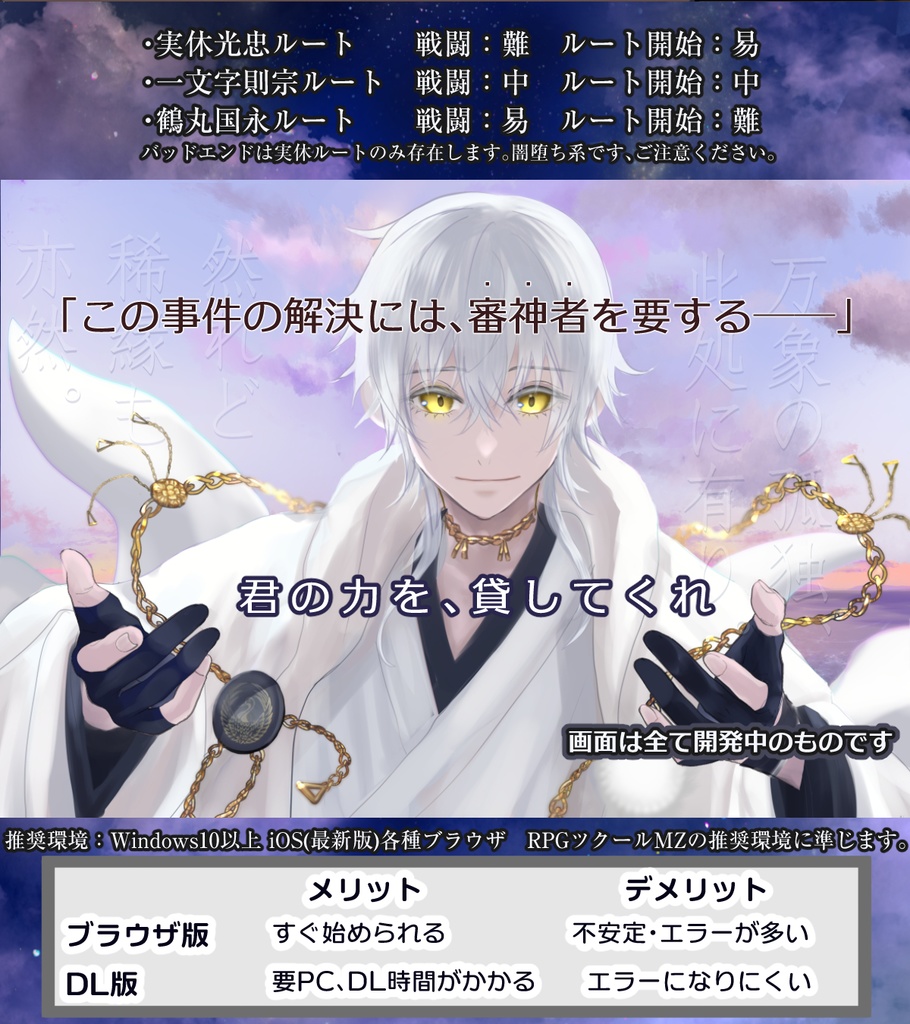 刀剣乱舞二次創作ゲーム『人喰い屋敷の隠しごと』