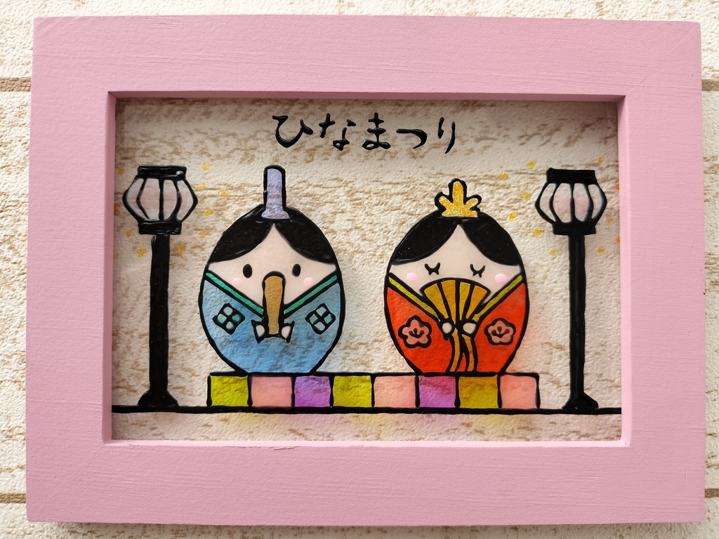 送料無料*ステンドグラス風フレーム*お雛様･ひな祭り･桃の節句･ハンドメイド♪