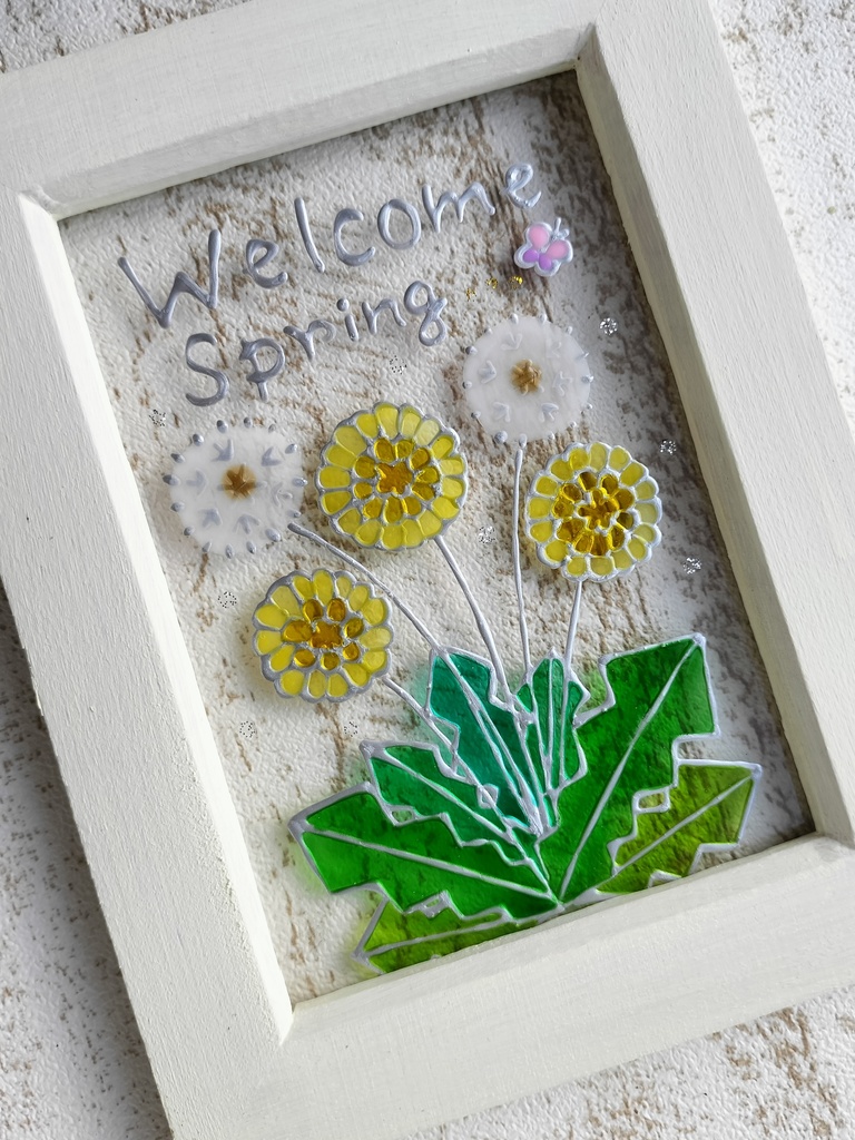 送料無料*ステンドグラス風フレーム*たんぽぽ・ハンドメイド♪