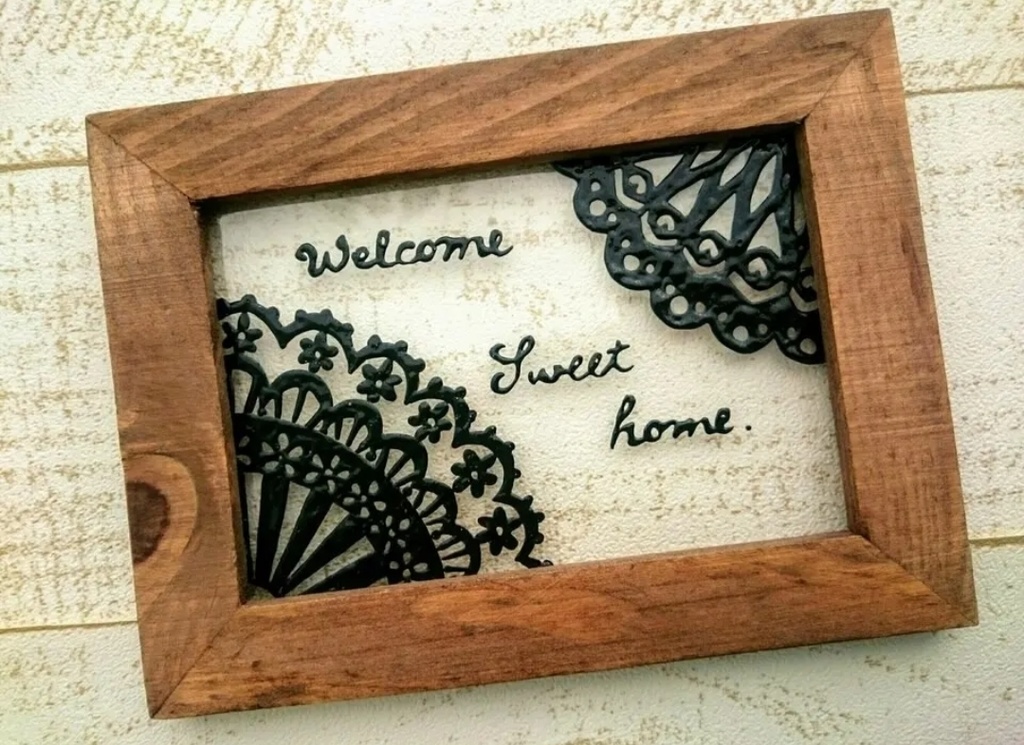 送料無料*ステンドグラス風フレーム*レース模様のwelcome・ハンドメイド♪