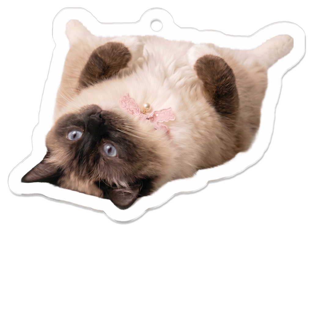 癒やしのふわふわ！ピンクパールのラグちゃんリボンキーホルダー