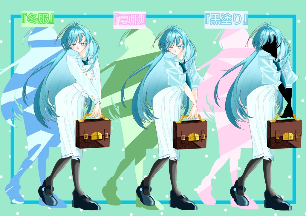 女子高生2 立ち絵素材(無料版あり〼全身/少女/女の子/女性/制服/高校生/レトロポップ)