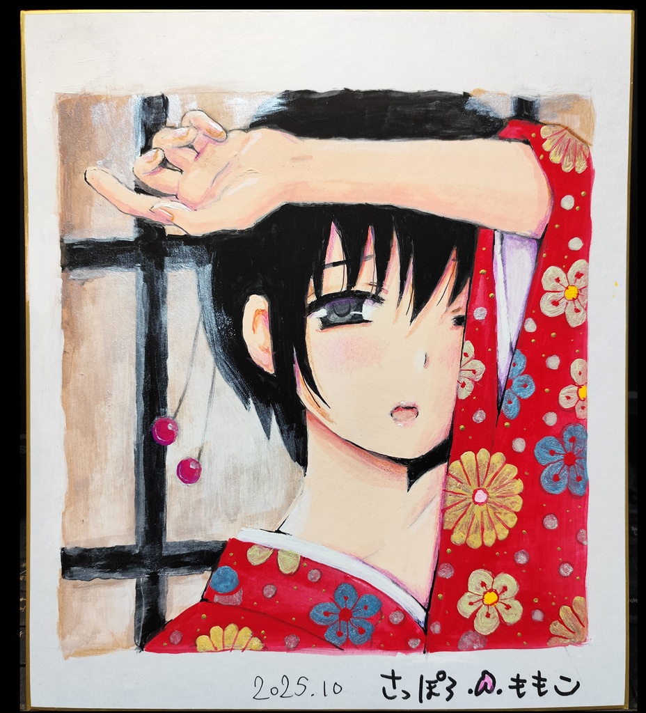 【手描きイラスト色紙】可愛い小路