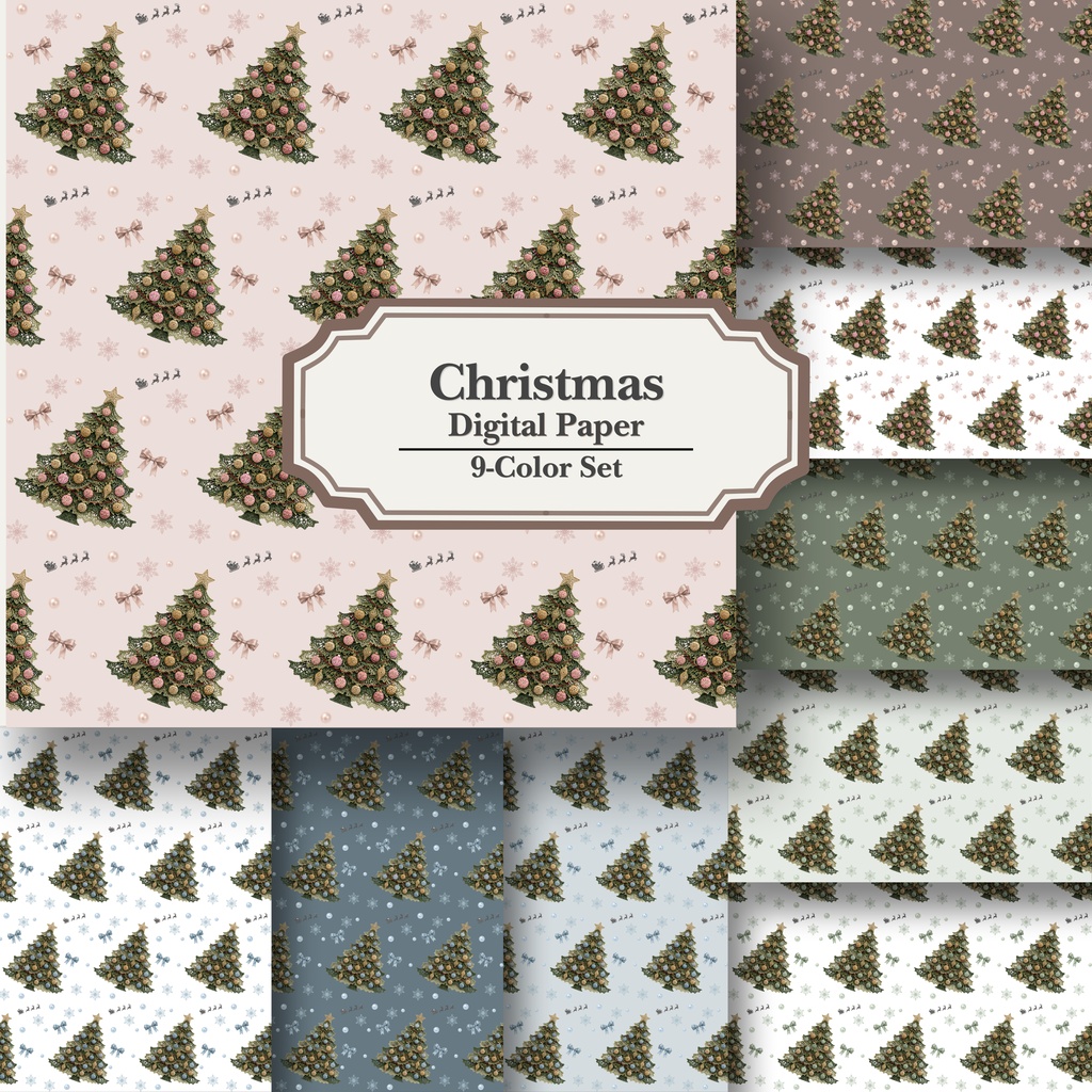 クリスマス🎄|デジタルペーパー9色セット|PNG&JPG