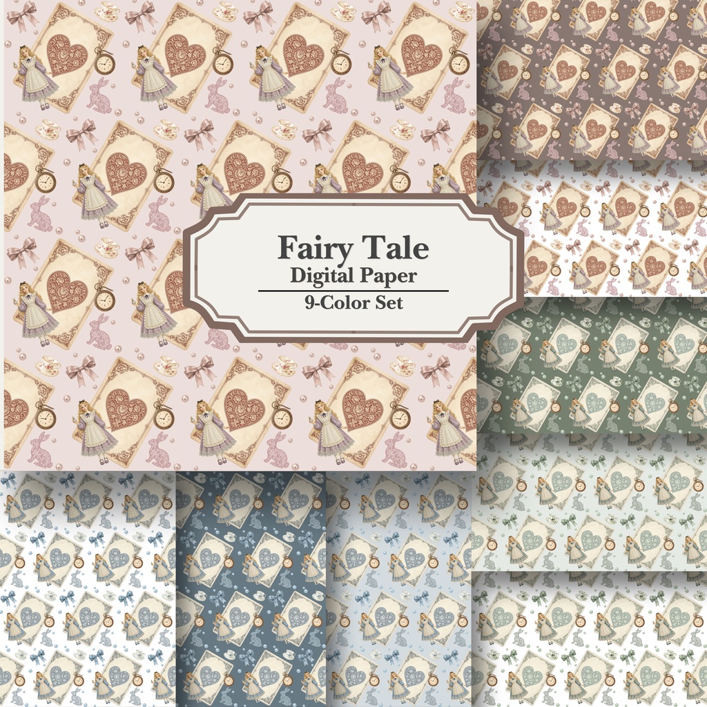 Fairy Tale｜デジタルペーパー9色セット｜PNG＆JPG