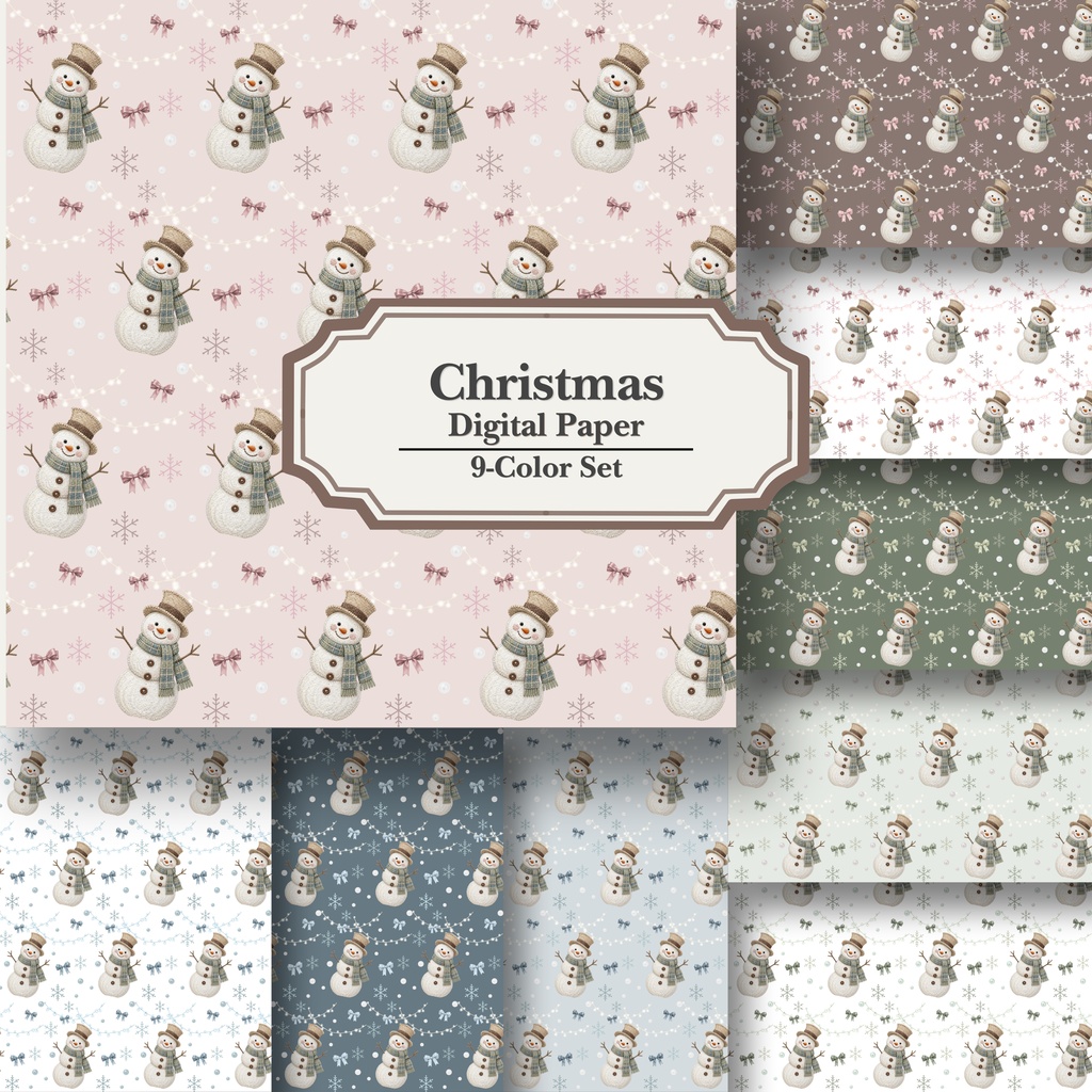 クリスマス⛄｜デジタルペーパー9色セット｜PNG＆JPG