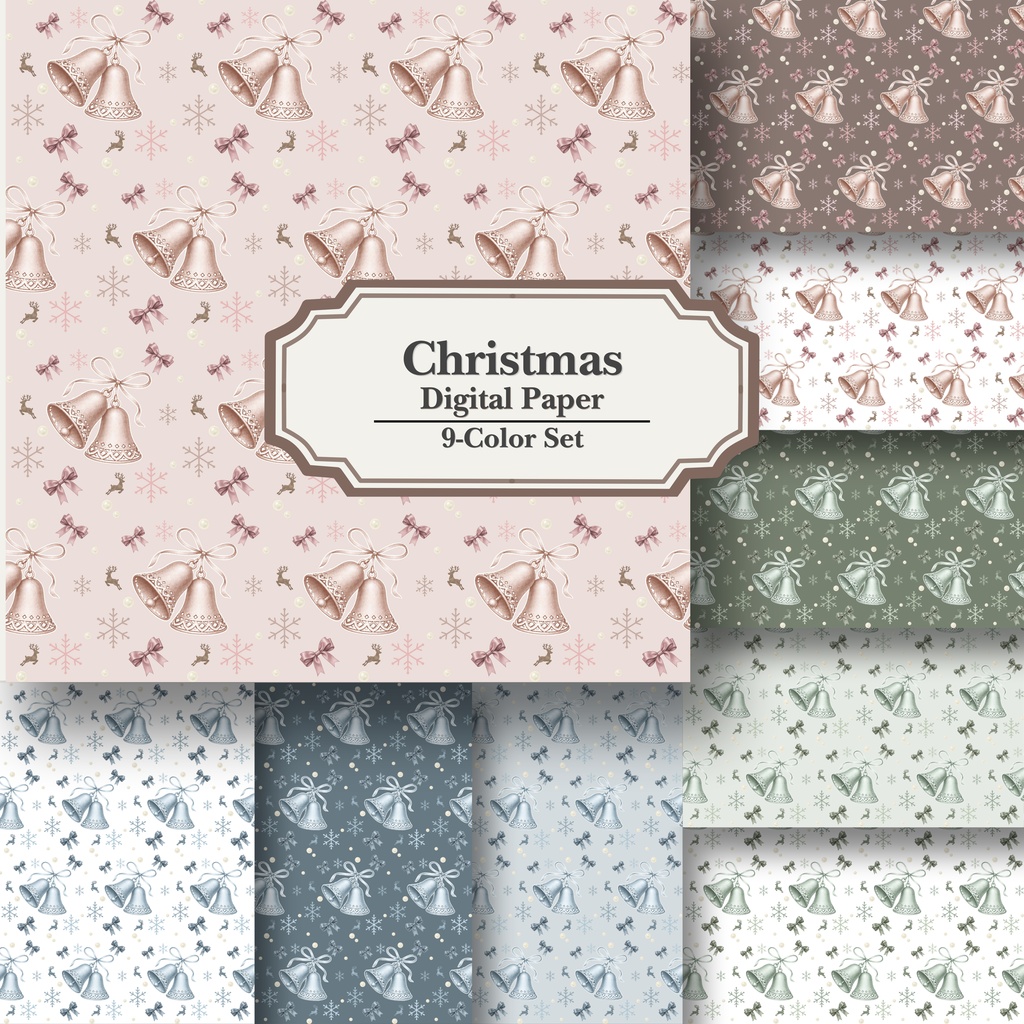 クリスマス🔔｜デジタルペーパー9色セット｜PNG＆JPG