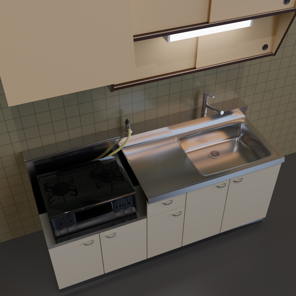 【3Dモデル】団地シリーズ:キッチンセット(kitchen set)