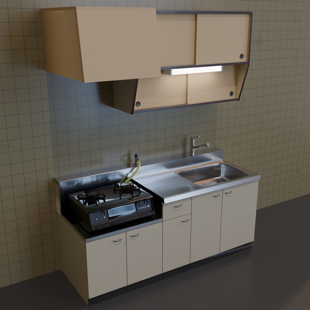 【3Dモデル】団地シリーズ:キッチンセット(kitchen set)