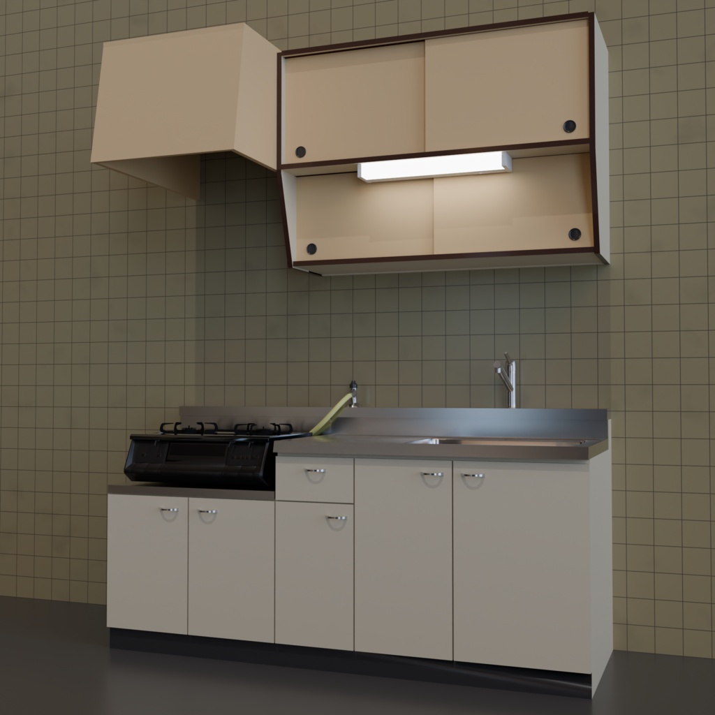 【3Dモデル】団地シリーズ:キッチンセット(kitchen set)