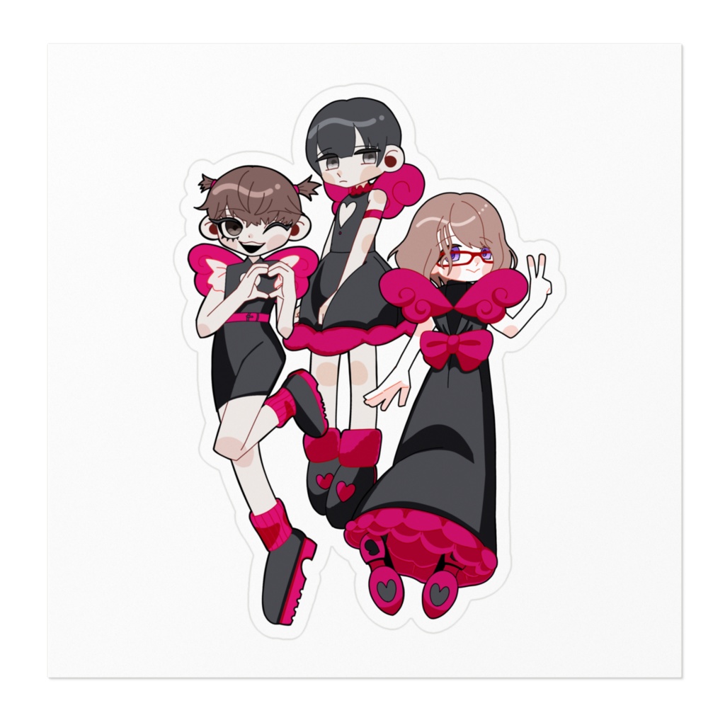 幼馴染トリオ ステッカー(女装ver)