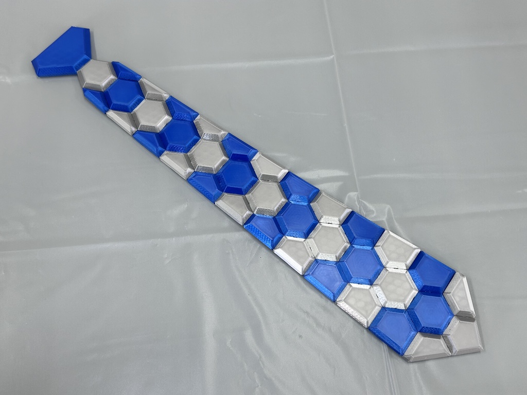 HEXネクタイ ブルー×シルバー