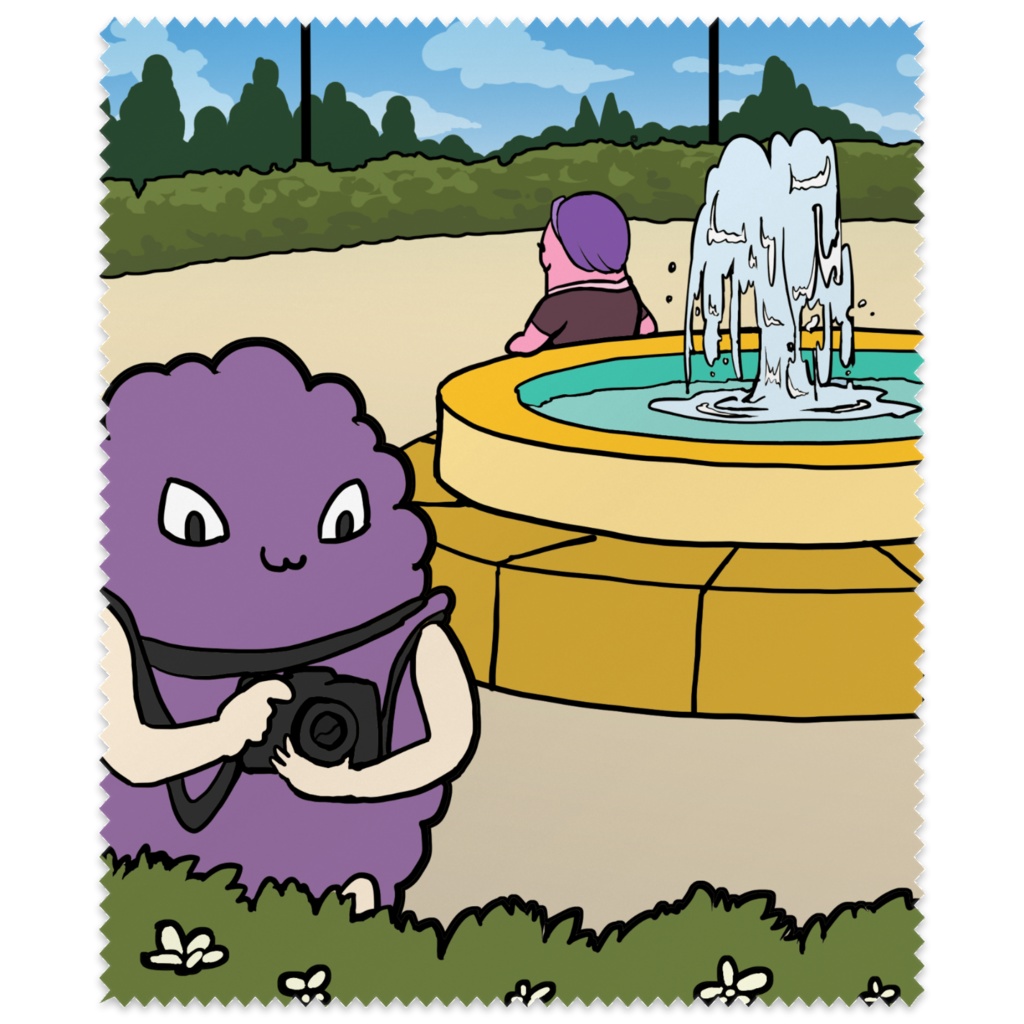 メガネ拭き 公園で被写体を探すおはぎさん